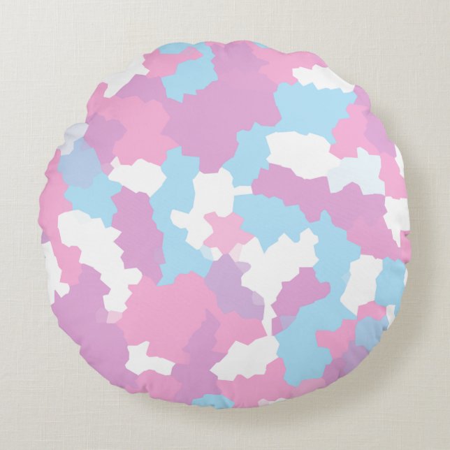 Pastel Camouflage Abstract Art Pattern  Round Cushion (Front)