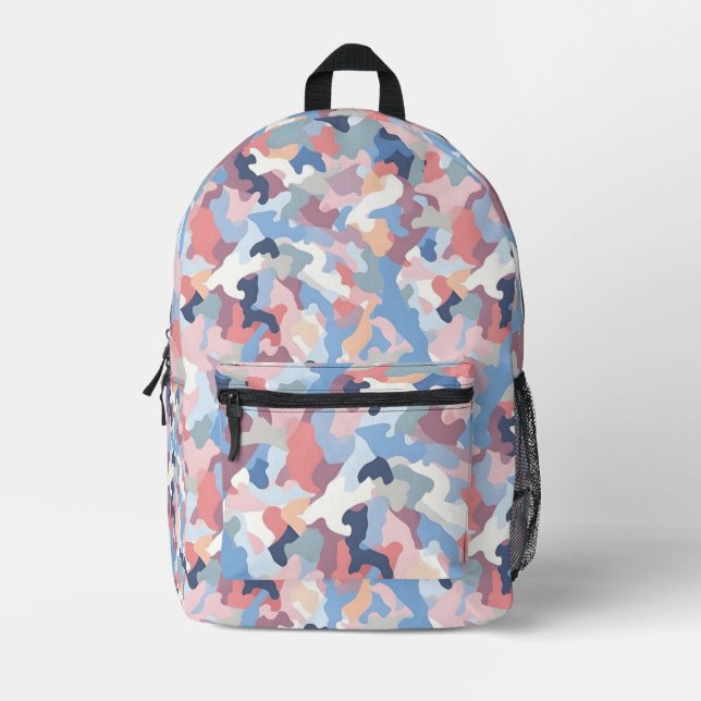 Pastel Camouflage  Printed Backpack (Front)