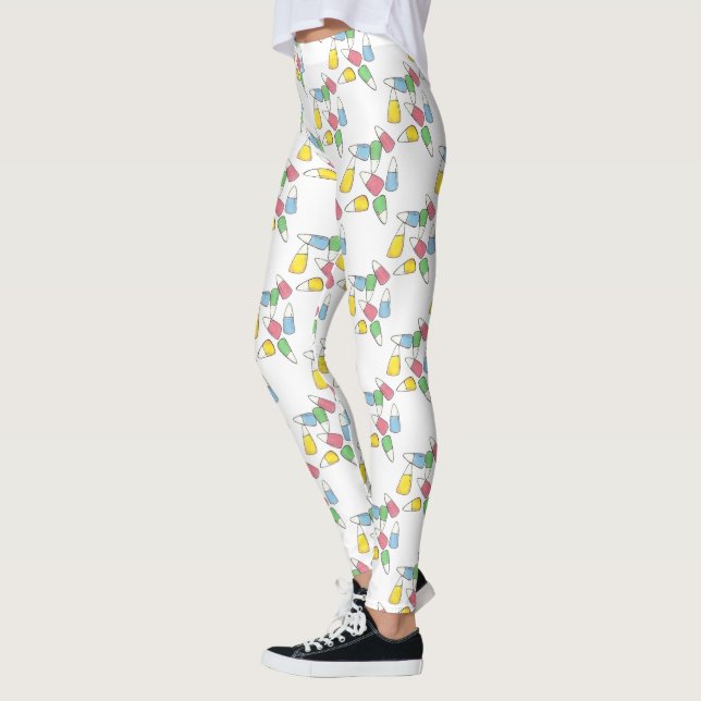 Pastel Candy Corn Easter Basket Candy Kernels Leggings (Left)