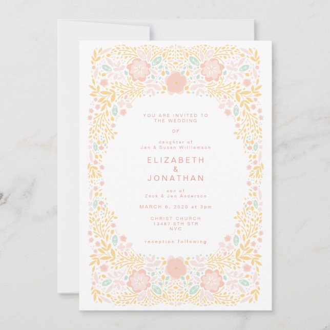Pastel Candy Floral Wedding Invitation (Front)