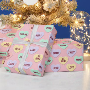 Pastel Candy Hearts Valentine Wrapping Paper