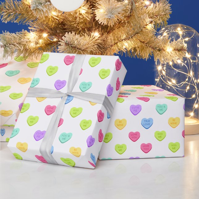 Pastel Candy Hearts Valentine's Day Wrapping Paper (Holidays)