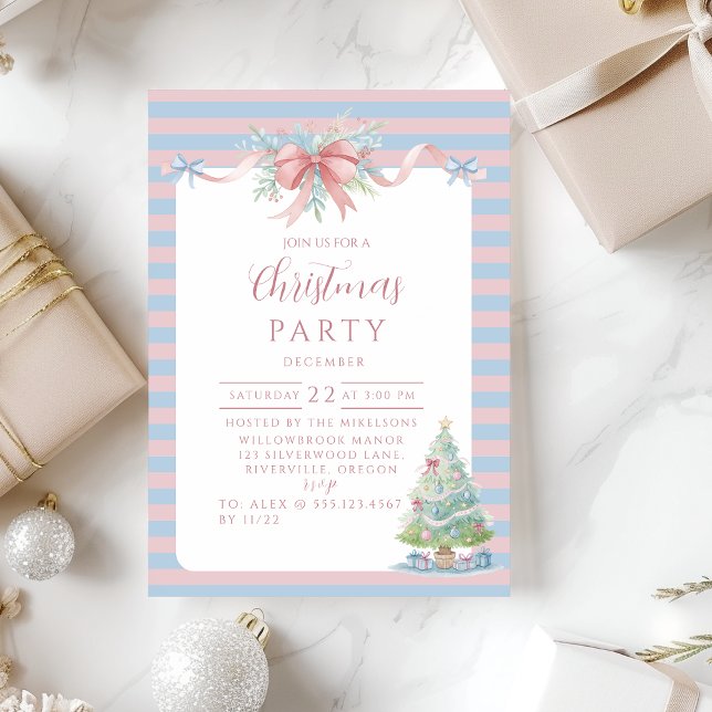 Pastel Candy Stripe Christmas Invitation (Creator Uploaded)