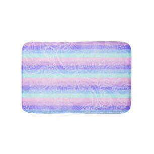 Pastel Candy Swirls Striped Soft Fantasy Pattern Bath Mat