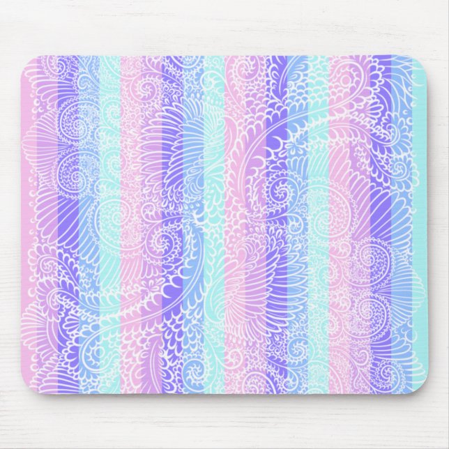 Pastel Candy Swirls | Striped Soft Fantasy Pattern Mouse Pad (Front)