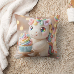 Pastel Candy Unicorn with Rainbow Cupcake Cushion