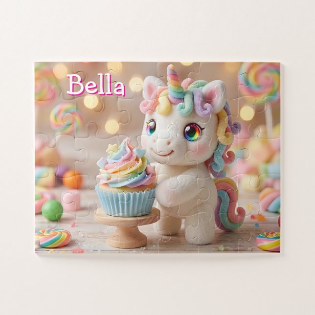Pastel Candy Unicorn with Rainbow Cupcake Jigsaw Puzzle (Horizontal)