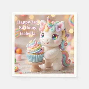 Pastel Candy Unicorn with Rainbow Cupcake Napkin
