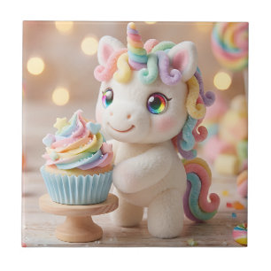 Pastel Candy Unicorn with Rainbow Cupcake Tile