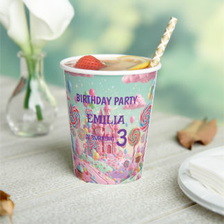 Pastel Candyland 3rd Birthday Paper Cups