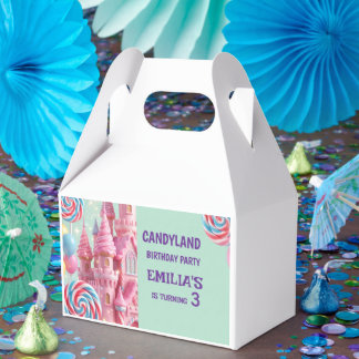 Pastel Candyland 3rd Birthday Paper Favour Box