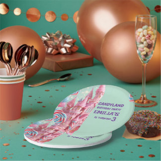 Pastel Candyland 3rd Birthday Paper Plates