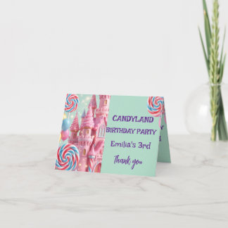 Pastel Candyland 3rd Birthday Thank You Card