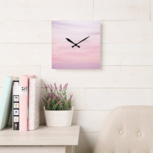 Pastel Caribbean Sunset Sky 1 #nature #art Square Wall Clock