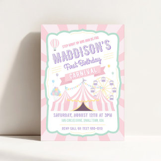 Pastel Carnival Birthday Invitation