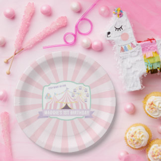 Pastel Carnival Birthday Paper Plate