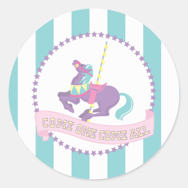 Pastel Carnival Stickers with Carousel Horse (Front)