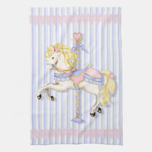 Pastel Carousel Pony Tea Towel