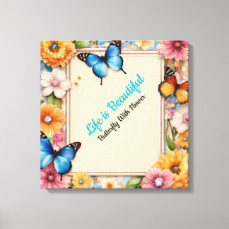 Pastel Cartoon Butterflies Canvas Poster – Cute Print