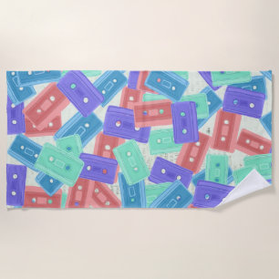 Pastel Cassette Tapes - 90s Aesthetic Music Beach Towel