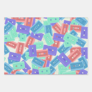 Pastel Cassette Tapes - 90s Aesthetic Music Wrapping Paper Sheet