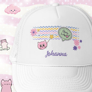 Pastel Cat Girly Life Rainbow Trucker Hat