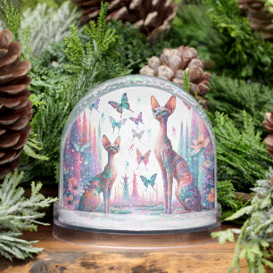 Pastel Cats and Butterflies Snowglobe