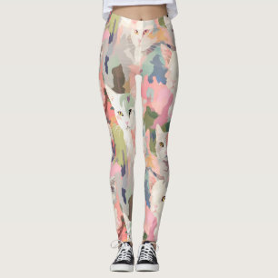 Pastel Cats Colourful Pattern Leggings