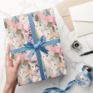 Pastel Cats Colourful Pattern Wrapping Paper