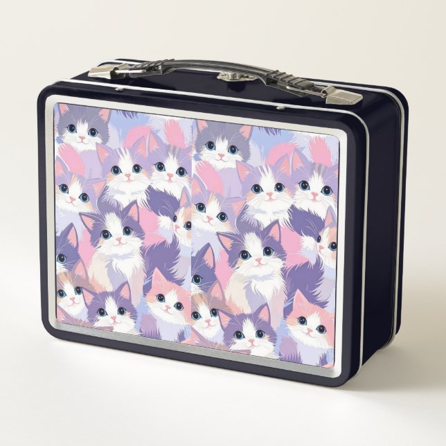 Pastel Cats Metal Lunchbox (Back)