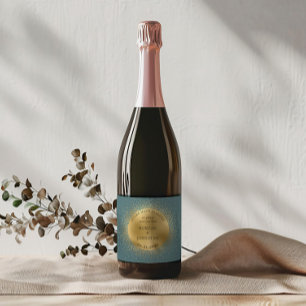 Pastel Celestial Gold Moon Save The Date Sparkling Wine Label