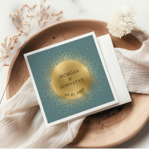 Pastel Celestial Gold Moon Wedding Napkins