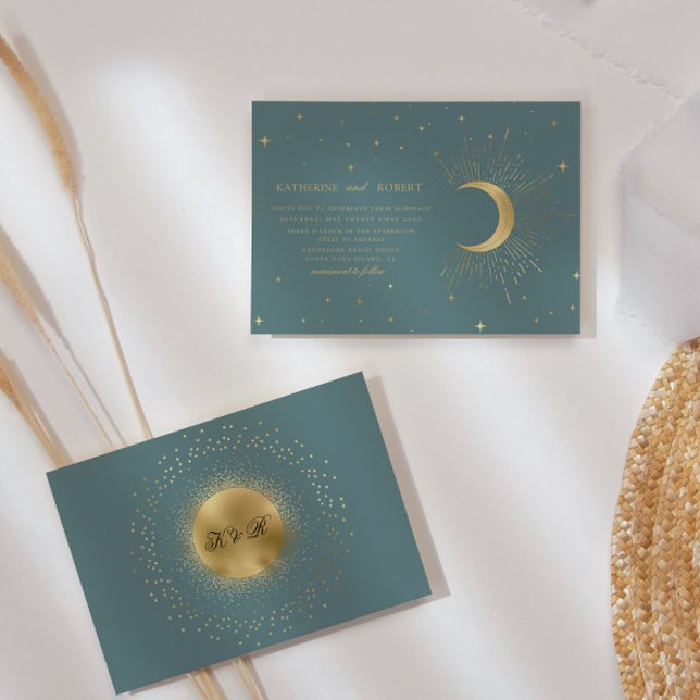 Pastel Celestial Gold Wedding Invitation (Creator Uploaded)
