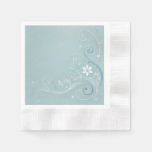 Pastel Cerulean Floral Motif Design