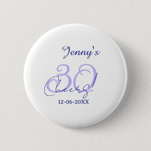 Pastel cheers 30th birthday purple elegant name da 6 cm round badge
