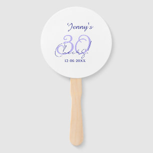 Pastel cheers 30th birthday purple elegant name da hand fan