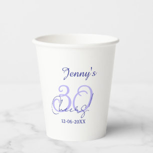 Pastel cheers 30th birthday purple elegant name da paper cups