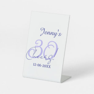 Pastel cheers 30th birthday purple elegant name da pedestal sign