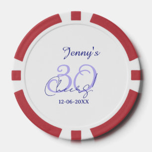 Pastel cheers 30th birthday purple elegant name da poker chips