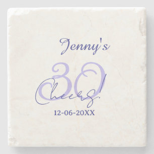 Pastel cheers 30th birthday purple elegant name da stone coaster