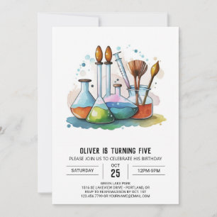 Pastel Chemistry Exploration Scientist Birthday Invitation
