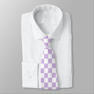 Pastel Chequerboard Checks Pattern Retro Lilac Tie