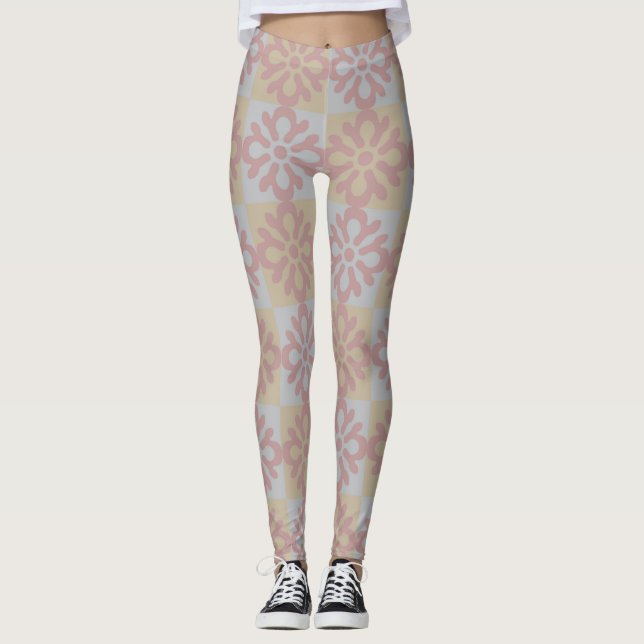 Pastel Chequered Snowflake Leggings (Front)