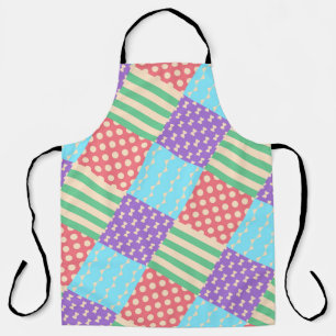 Pastel Chequered Stripe Bow Polkadot Geometric Apron