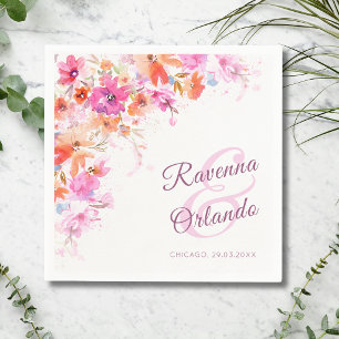 Pastel Cherry Blossom Floral Pink Romance Wedding Napkin