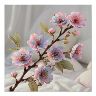 Pastel Cherry Blossom: Soft Botanical Art Poster
