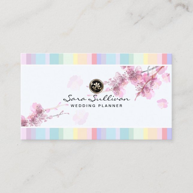 Pastel CherryBlossom Wedding Planner Business Card (Front)