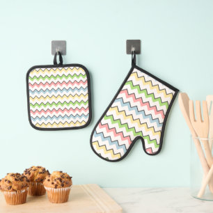 Pastel Chevron by Shirley Taylor Oven Mitt & Pot Holder Set