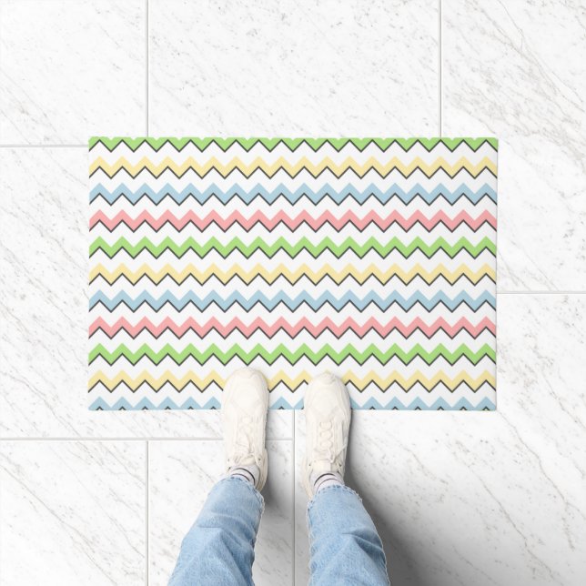 Pastel Chevron-Drop Shadow by Shirley Taylor Doormat (Indoor)