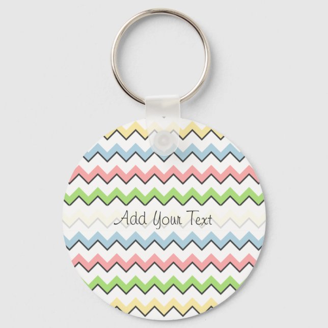 Pastel Chevron-Drop Shadow by Shirley Taylor Key Ring (Front)